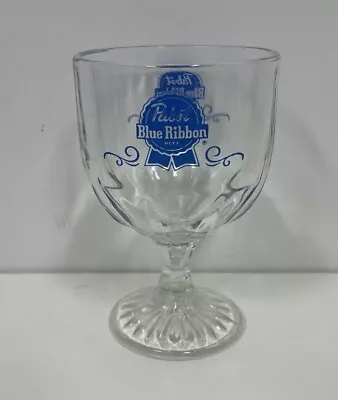 Vintage Pabst Blue Ribbon Beer Glass Footed Goblet Thumbprint 1970s 70s 14 Oz • $8.99