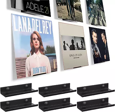 Vinyl Wall Mount 6 Pack Black Metal Vinyl Holder Wall Display Shelf Record Wall • $22.57