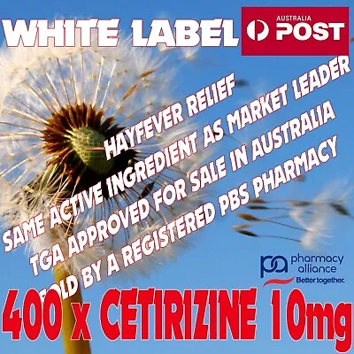 400x CETIRIZINE 10mg - Same Active Ingredient As Zyrtec Hayfever Allergy Relief • $39.99