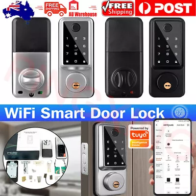 Wifi Smart Door Lock Front Deadbolts APP Fingerprint Card Keyless Digital Keypad • $129.86