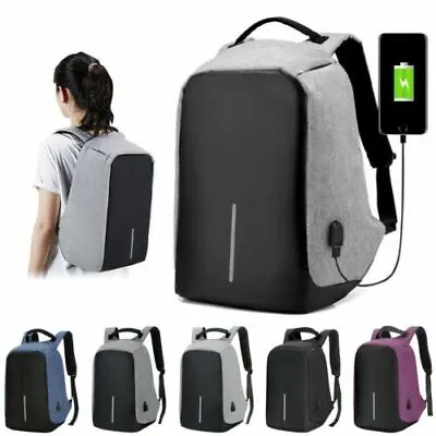 $13.15 • Buy Unisex Anti-Theft Backpack Laptop Travel Chest School Bag With USB Charging Port