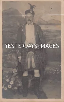 Older Highlander Fashion Kilt Sporran Studio Postcard (20) • £26.50