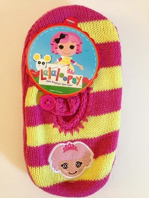 Lalaloopsy Mary Jane Slipper Socks - Pink & Yellow Striped - Jewel Sparkle • $12.49