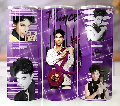 Prince Purple Photo Collage Tumbler 20oz Stainless Steel Cup Mug Straw Lid • $19.95