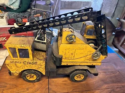 Vintage 1970's Mighty Tonka CRANE TRUCK W/Clam Bucket - Pressed Steel - Works • $16.50