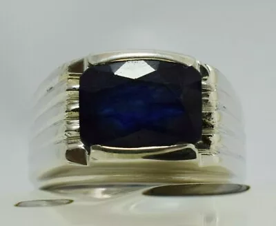 Mens Blue Sapphire Ring Natural Kashmir Sapphire Sterling Silver Handmade Rings • $229