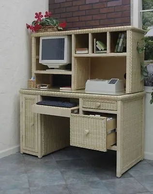 $526.50 • Buy Executive Wicker Computer Work Desk - Desk Only - Natural Finish