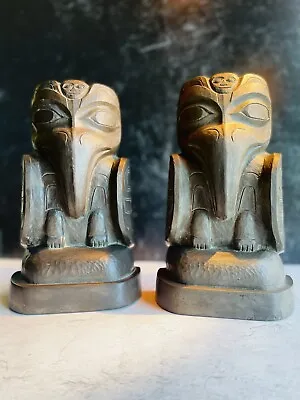 Pair Of Amos Wallace C. 1967 Griffins Alaska Totem Figure Bookends • $194