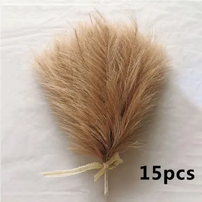 15pcs Artificial Pampas Grass Bouquet - DIY Wedding Home Decor Fake Flower Vase • £5.99