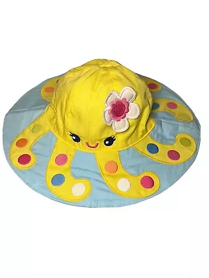 Gymboree Girls Flower Octopus Embroidered Hat With Chin Strap 2T-3T • $12