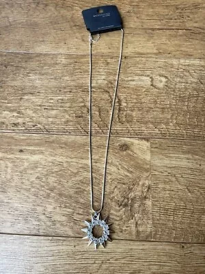 Next Accessories Necklace Long Silver Like Costume Jewellery Sun Diamante Detail • £0.99