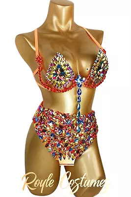 Orange Samba Caged Showgirl Bikini For Carnival Costume • £92.50