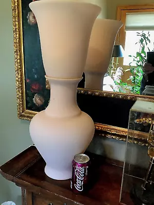 Estate Vintage 24  Tall Pink Satin Frosted Art Glass Vase Lamp Art Nouveau   330 • $219