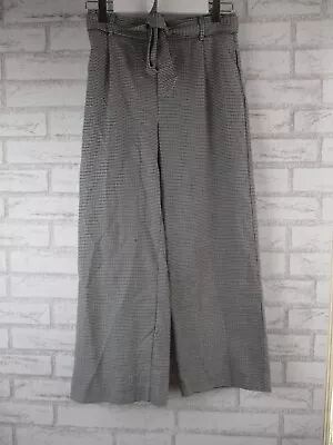 Zara Womens Cropped Pants Black White Houndstooth Pants XS 8 • $28