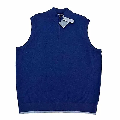 $98 Daniel Cremieux Vest Mens XL Navy  1/4 Zip Supima Cotton Jumper Pullover NEW • $17