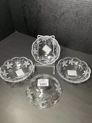 4 Mikasa Garden Terrace 5.5  Dessert Bowl Etched Crystal Candy Dish NEW • $24