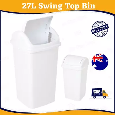 27L Swing Top Bin Kitchen Office Toilet Home Garbage Waste Rubbish Trash Indoor • $15.15