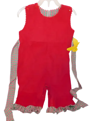 MARY JAMES Christmas Holiday Overalls Red Corduroy Sz 24 Months NWT • $19.95