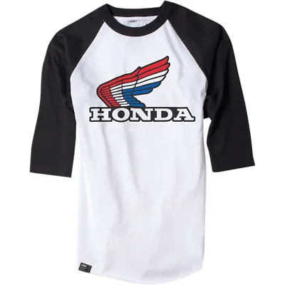 Factory Effex Honda Vintage Raglan T-Shirt (White / Black) 2XL • $42.38