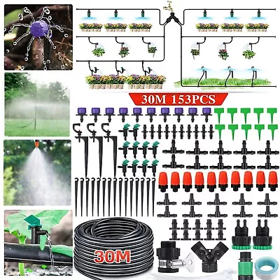 153PCS 30m Automatic Drip Irrigation System Garden Self Watering Plant Hose Kits • £11.98