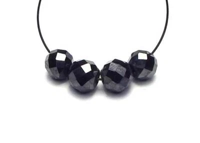$9.95 • Buy 4 Pcs BLACK DIAMOND 5mm Faceted Round Beads NATURAL 4 Carats