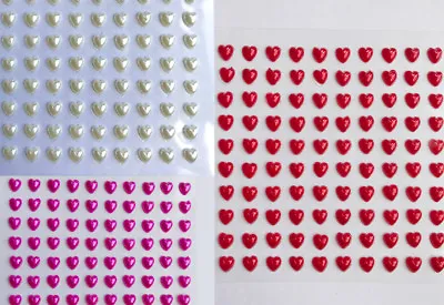 £1.75 • Buy 100 6mm Pearl Hearts Self Adhesive Pearl Gems Stickers Stick On Wedding Crafts