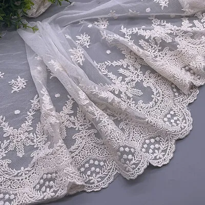 9.6 /24.5cm Beautiful Lace Trim Embroidered Tulle Flat Sewing Crafts Bridal DIY • £5.99