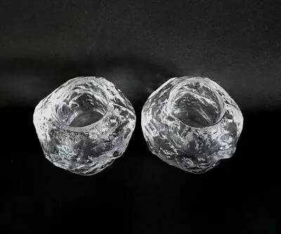 Kosta Boda X2 Snowball Art Glass Votive Candle Holders Ann Warth 7cm FREE POST  • $54