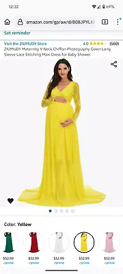 Maternity Photoshoot Maxi Dress XL Yellow • $25