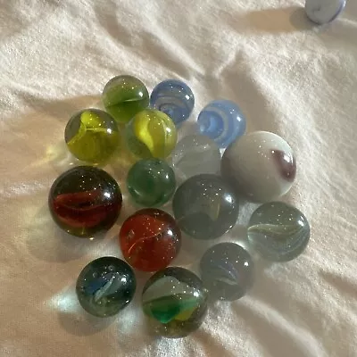 Lot Of Vintage Marbles Lot Of 15 Shooters Lot #4 • $16.88