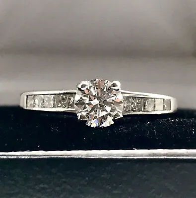 £205 • Buy 18ct White Gold 1ct Diamond Solitaire Ring With Diamond Shoulders 