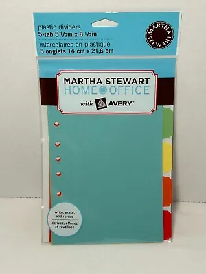 Martha Stewart Avery Home Office Plastic Dividers 5-tab 5.5” X 8.5” Write Erase • $6.99