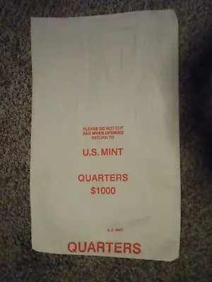 Vintage U.S. Mint Quarters $1000 Money Coin Bag Canvas • $9.97