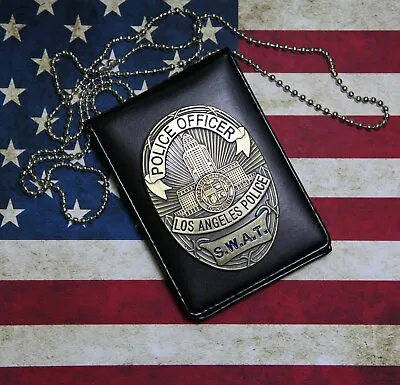 LA Detective SWAT Badge ID Card Holder Wallet With Chain Cosplay Gift Police • $29.90