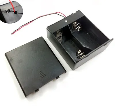 2 X D Cell Battery Holder Case Enclosed Box With On/Off Switch 15cm Wire Lead • £3.30