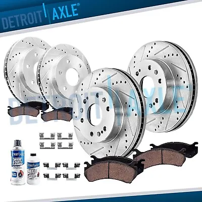 Front Rear Drilled Rotors Brake Pads For Chevrolet GMC Silverado Sierra 1500 • $258.19