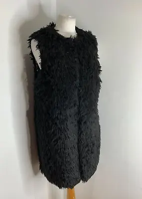 Michael Kors Faux Fur Sleeveless Waistcoat Gilet M Black Textured • $45.45