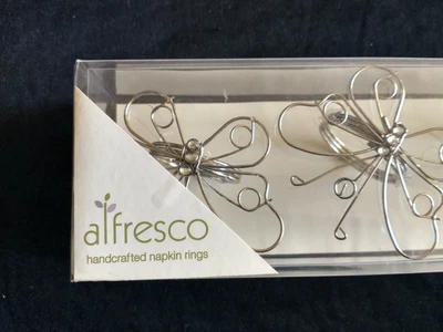 £6.50 • Buy Butterfly Shaped Napkin Rings Metal Napkin Holders 4cm Diameter Box Of 4 BNIB