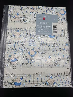 Ziggy Gift Wrap Happy Birthday All That Jazz Music Notes Wrapping Paper NOS Vtg • $4.99