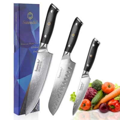 $319.97 • Buy 3PCS Japanese Damascus Steeel Kitchen Knife Set 8  Chef Knife 7  Santoku Knife