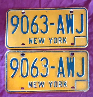 New York License Plate Pair #9063-AWJ 1980's Vintage Steel Used • $11