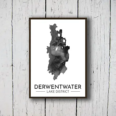 Derwentwater Lake Map A4 Glossy Print - Lake District Travel Print • £11.99