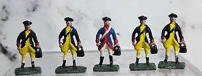 5x Vintage Lead Colonial SOLDIERS Painted Red Blue Black Yellow • $5