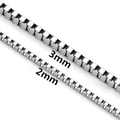 Stainless Steel 18  To 26  Long Mens Box Chain Womens 2mm 3mm Necklace Gift • £2.15