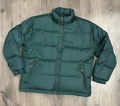 Vintage Eastern Mountain Sports Down Puffer Coat Jacket Packable Large Green EMS • $63.90