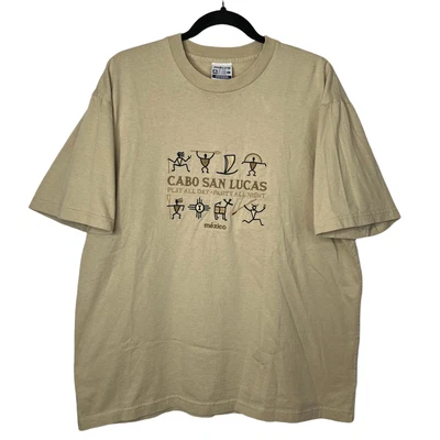 $14.99 • Buy Cabo San Lucas Mexico Souvenir Pablo’s Embroidered Beige T Shirt Size XL 
