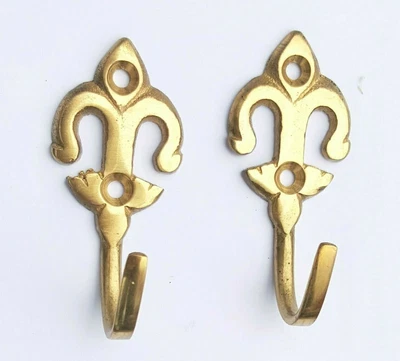 £1.99 • Buy 2 X Fleur De Lys Curtain Tie Back Hook Solid Polished Brass Tassel Tieback
