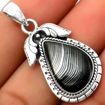 Crown Of Silver Psilomelane - Black Malachite 925 Silver Pendant Jewelry P-1567 • £18.04