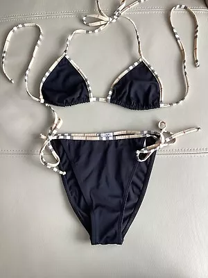 Burberry 2pc Swimsuit - Black With Classic Nova Check Details Size Medium • $142.08