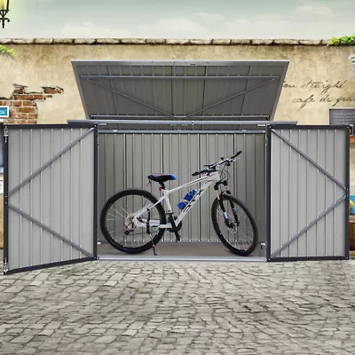 Outdoor Metal Steel Garden Bike Shed Tool Storage Shed Unit House Bicycle Box • £202.99